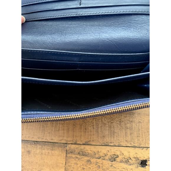 BURBERRY Calfskin House Check Porter Continental Wallet Navy Blue - Picture 11 of 14